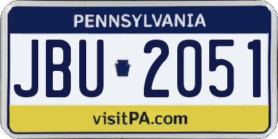 PA license plate JBU2051