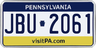 PA license plate JBU2061