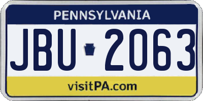 PA license plate JBU2063