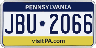 PA license plate JBU2066