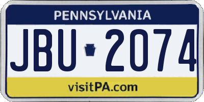 PA license plate JBU2074
