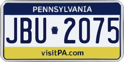 PA license plate JBU2075
