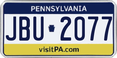 PA license plate JBU2077