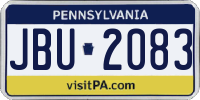 PA license plate JBU2083
