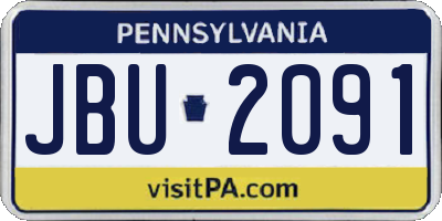 PA license plate JBU2091