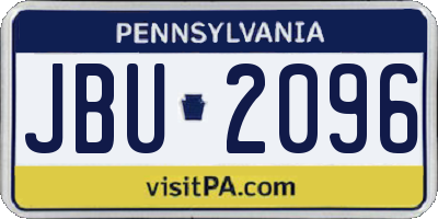 PA license plate JBU2096