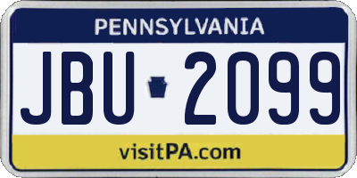 PA license plate JBU2099