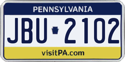 PA license plate JBU2102