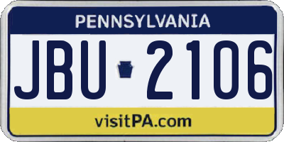PA license plate JBU2106