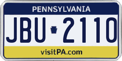 PA license plate JBU2110