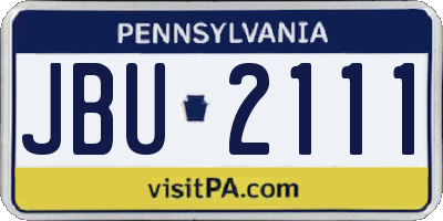 PA license plate JBU2111