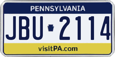 PA license plate JBU2114