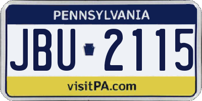 PA license plate JBU2115