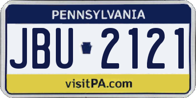 PA license plate JBU2121