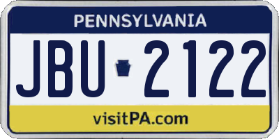 PA license plate JBU2122