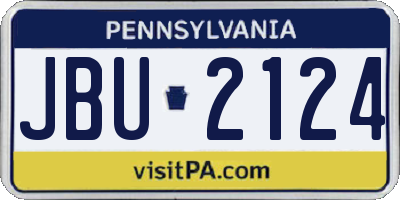 PA license plate JBU2124