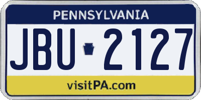 PA license plate JBU2127