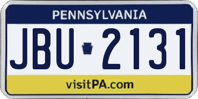 PA license plate JBU2131