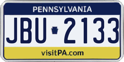 PA license plate JBU2133