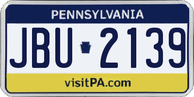 PA license plate JBU2139