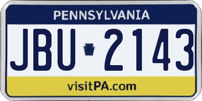 PA license plate JBU2143
