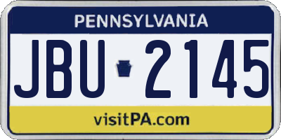 PA license plate JBU2145