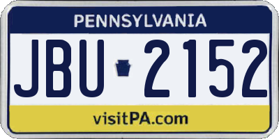PA license plate JBU2152