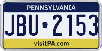 PA license plate JBU2153