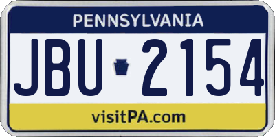 PA license plate JBU2154