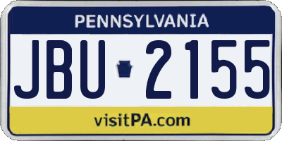 PA license plate JBU2155