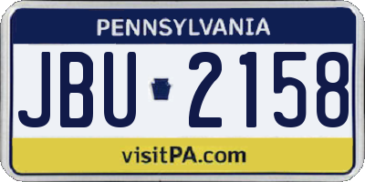 PA license plate JBU2158