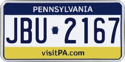 PA license plate JBU2167