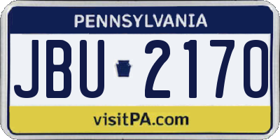 PA license plate JBU2170