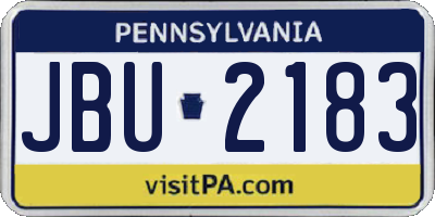 PA license plate JBU2183