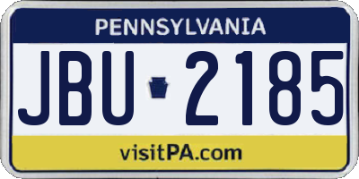 PA license plate JBU2185