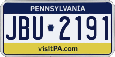 PA license plate JBU2191