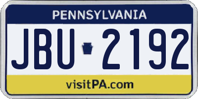 PA license plate JBU2192