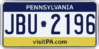 PA license plate JBU2196