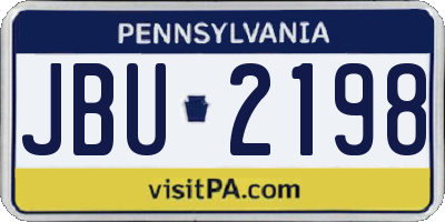 PA license plate JBU2198