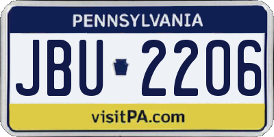 PA license plate JBU2206