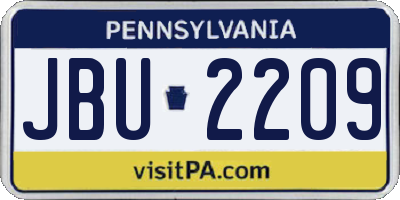 PA license plate JBU2209