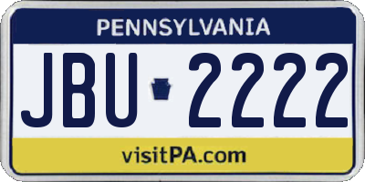 PA license plate JBU2222