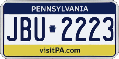 PA license plate JBU2223