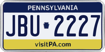PA license plate JBU2227