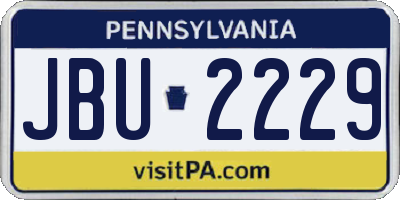 PA license plate JBU2229