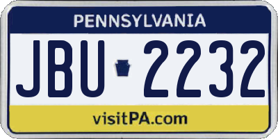 PA license plate JBU2232