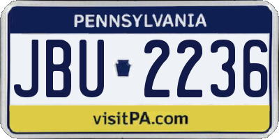 PA license plate JBU2236