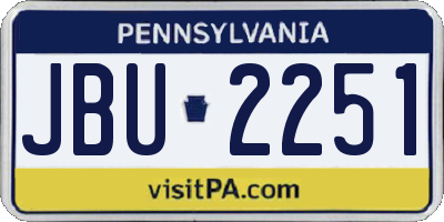 PA license plate JBU2251