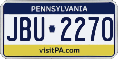 PA license plate JBU2270
