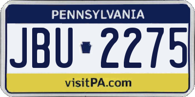 PA license plate JBU2275